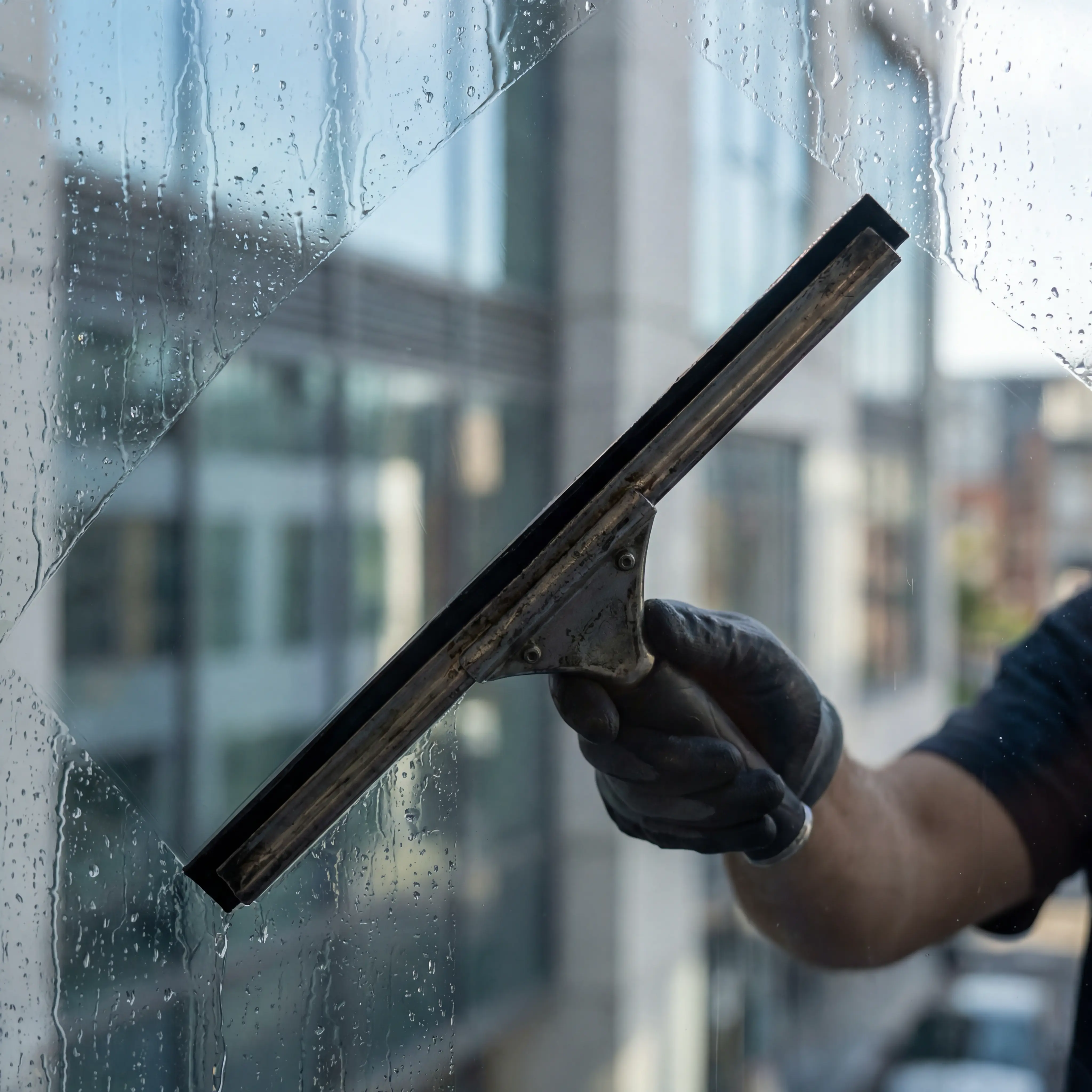 Detailaufnahme der professionellen Fensterreinigung
